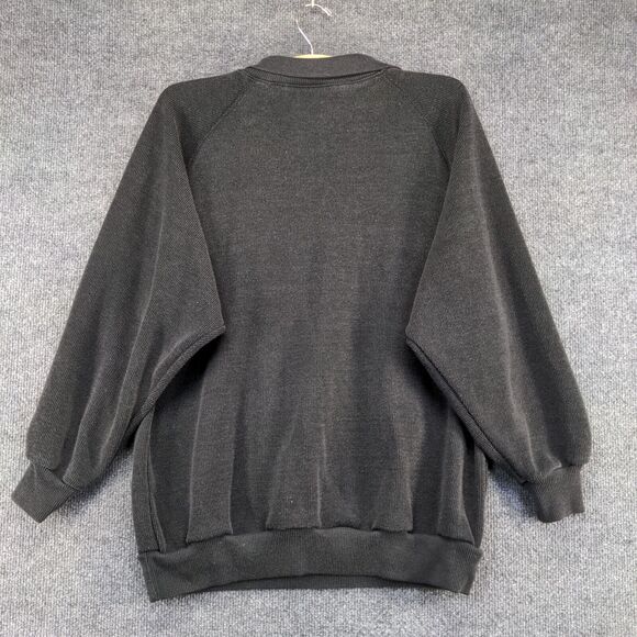 Yellow Cab Co. Men's Knit Polo Sweater Black Large Long Sleeve Polyester Blend - Picture 4 of 11